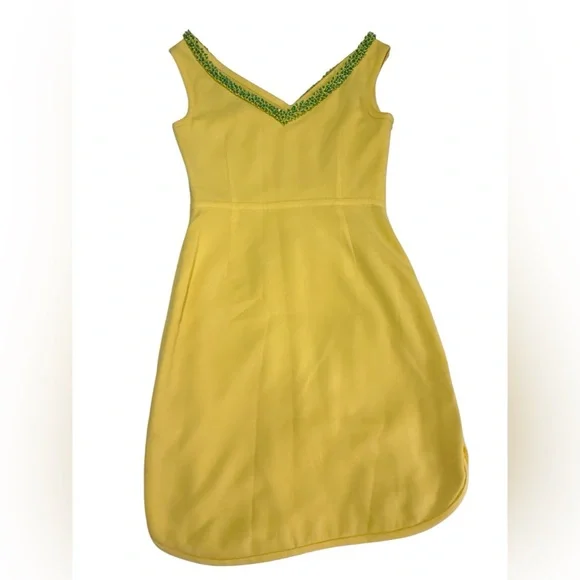 Tory Burch Yellow Dress with beaded neckline. Size 8. - Picture 3 of 6